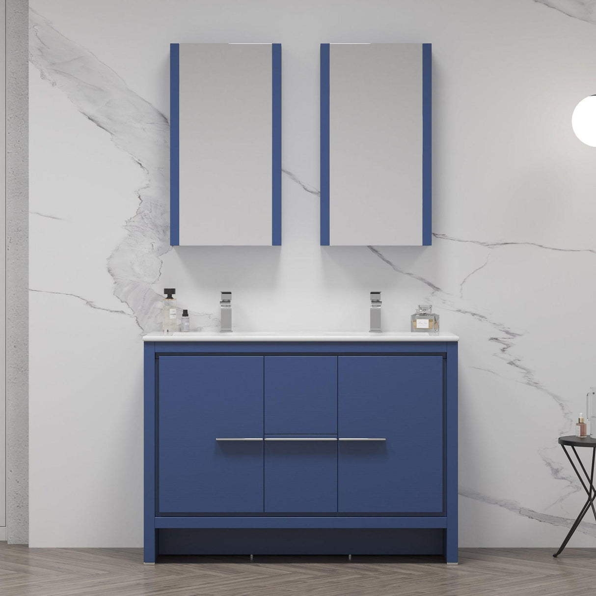Blossom Milan 48" 2-Door 2-Drawer Navy Blue Freestanding Vanity Base