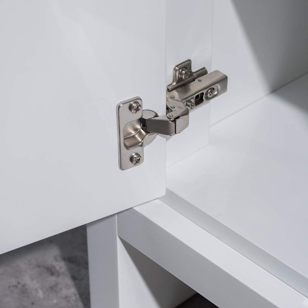 Blossom Milan 48" 2-Door 2-Drawer White Freestanding Vanity With Ceramic Drop-In Double Sinks And Mirrored Medicine Cabinet