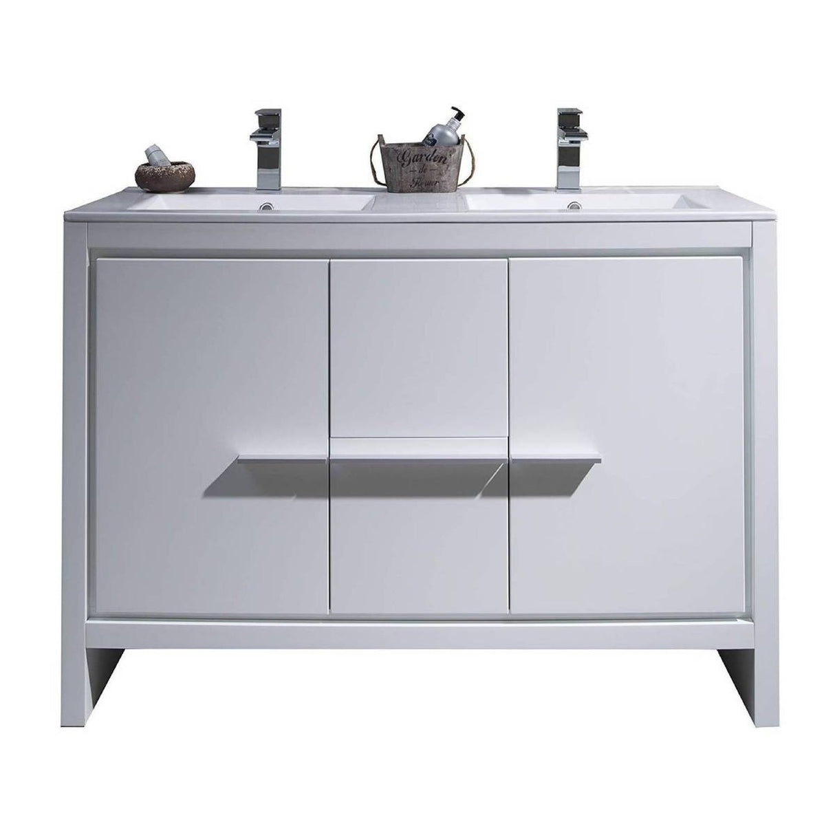 Blossom Milan 48" 2-Door 2-Drawer White Freestanding Vanity With Ceramic Drop-In Double Sinks