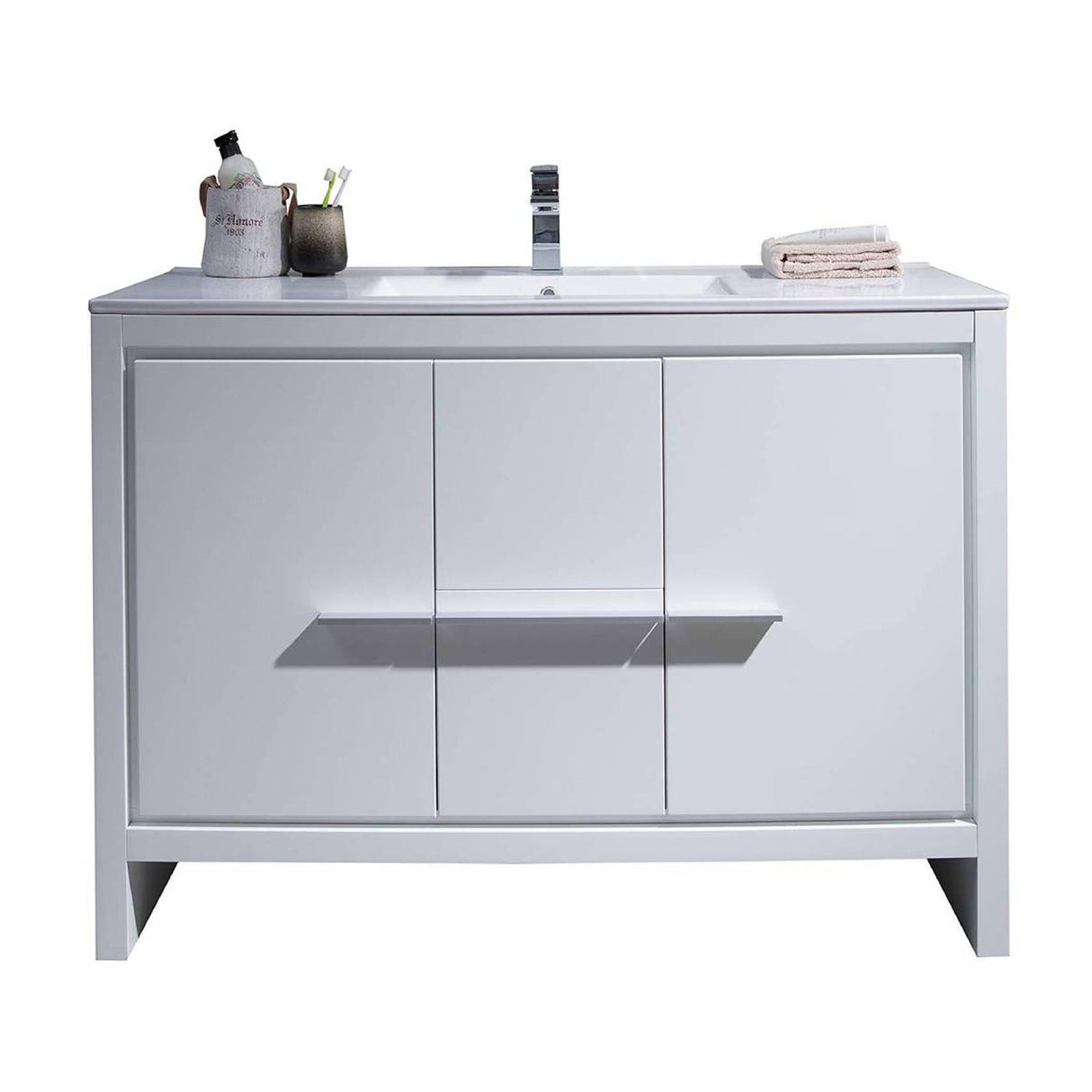 Blossom Milan 48" 2-Door 2-Drawer White Freestanding Vanity With Ceramic Drop-In Single Sink