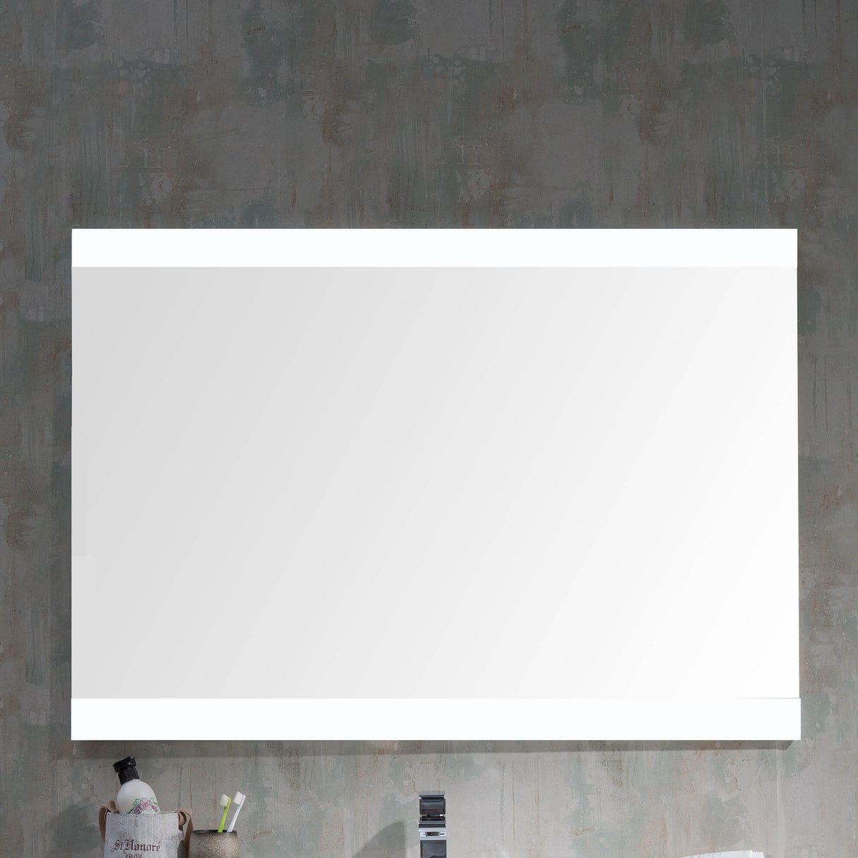 Blossom Milan 48" x 32" Glossy White Wall-Mounted Rectangle Mirror
