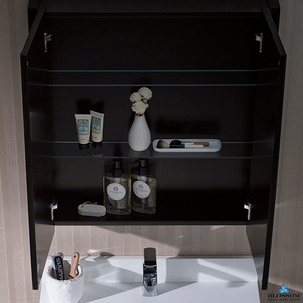 Blossom Monaco 30" x 32" Metal Grey Wall-Mounted Rectangle Adjustable Glass Shelves Medicine Cabinet