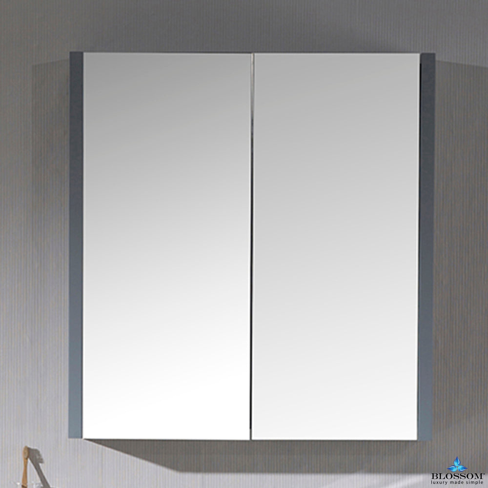 Blossom Monaco 30" x 32" Metal Grey Wall-Mounted Rectangle Adjustable Glass Shelves Medicine Cabinet