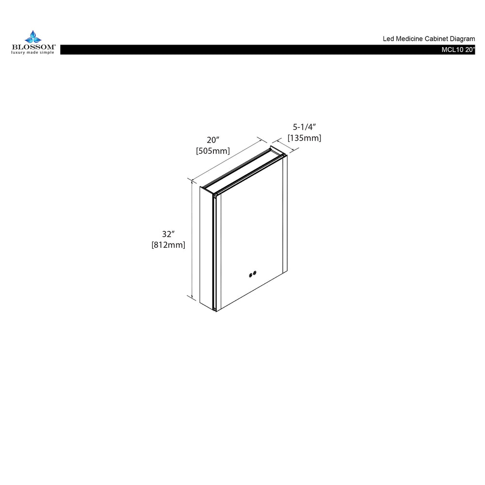 Blossom Pollux 20X32 Right LED Medicine Cabinet