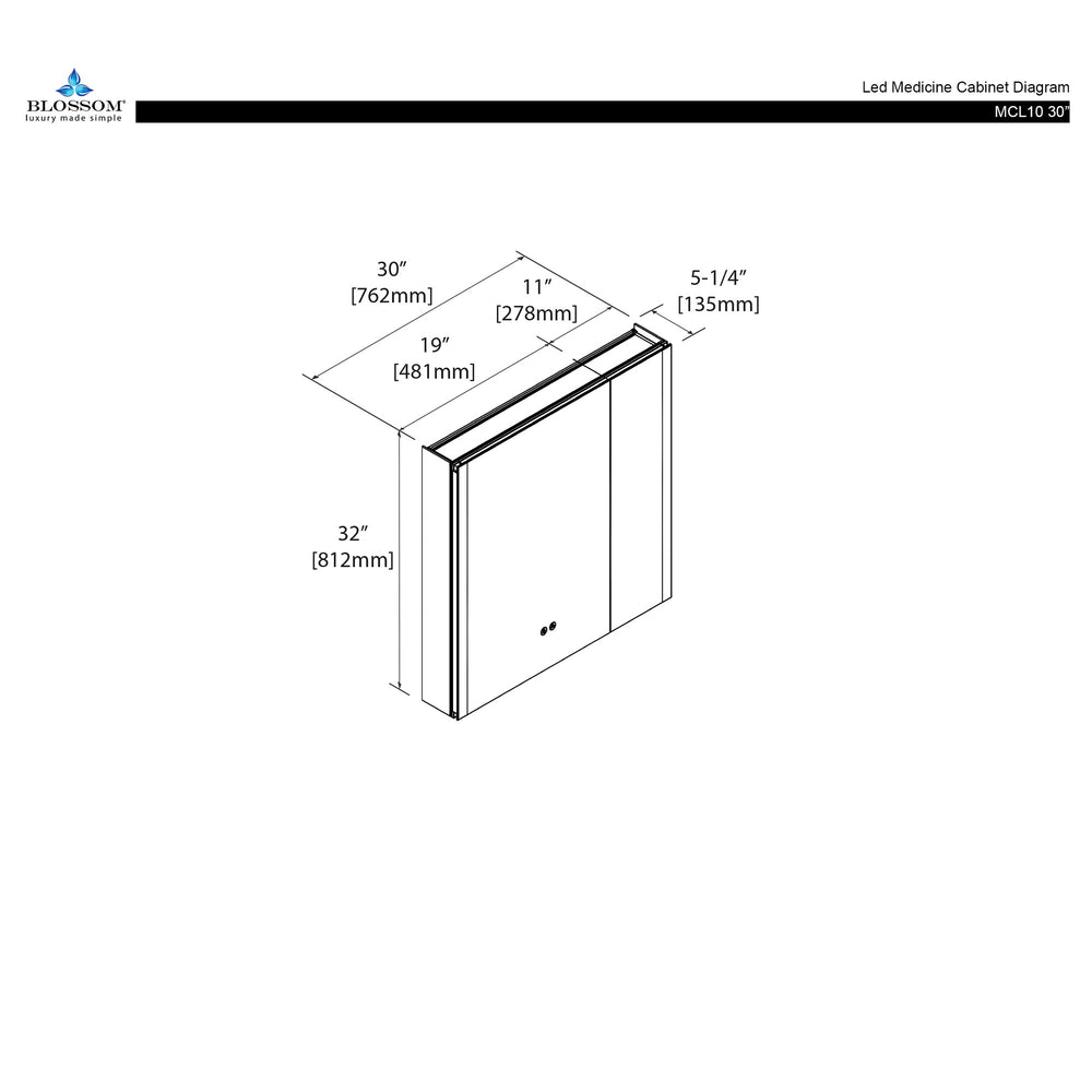 Blossom Pollux 30X32 LED Medicine Cabinet