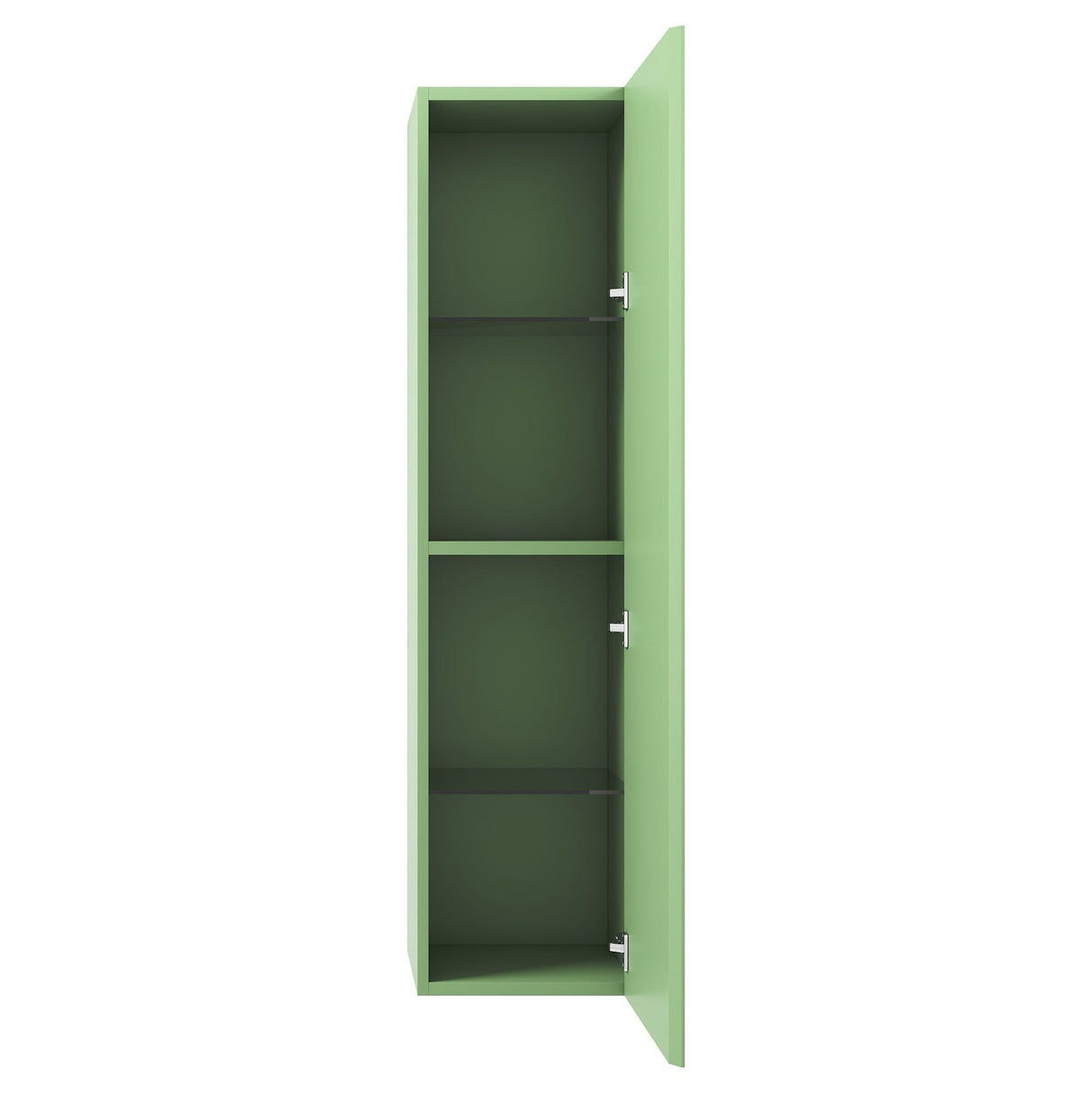 Blossom Positano 12" x 10" x 48" 1-Door Aventurine Green Wall-Mounted Side Cabinet With 1 Fixed Wood Shelve and 2 Adjustable Glass Shelves