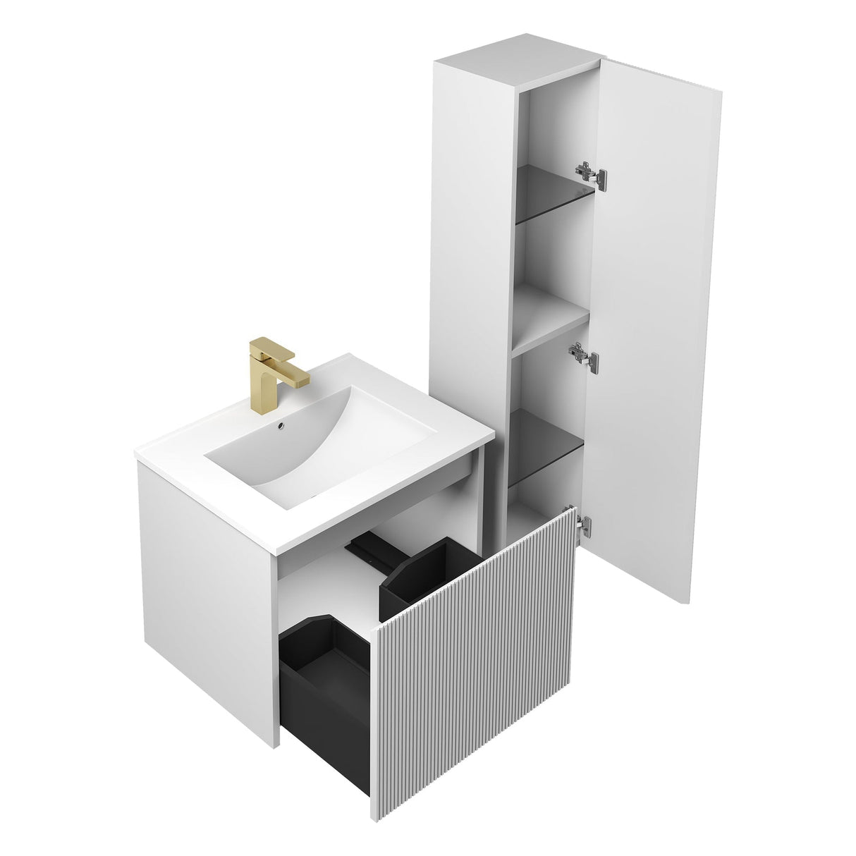 Blossom Positano 24" 1-Drawer Light Gray Wall-Mounted Single Vanity Base