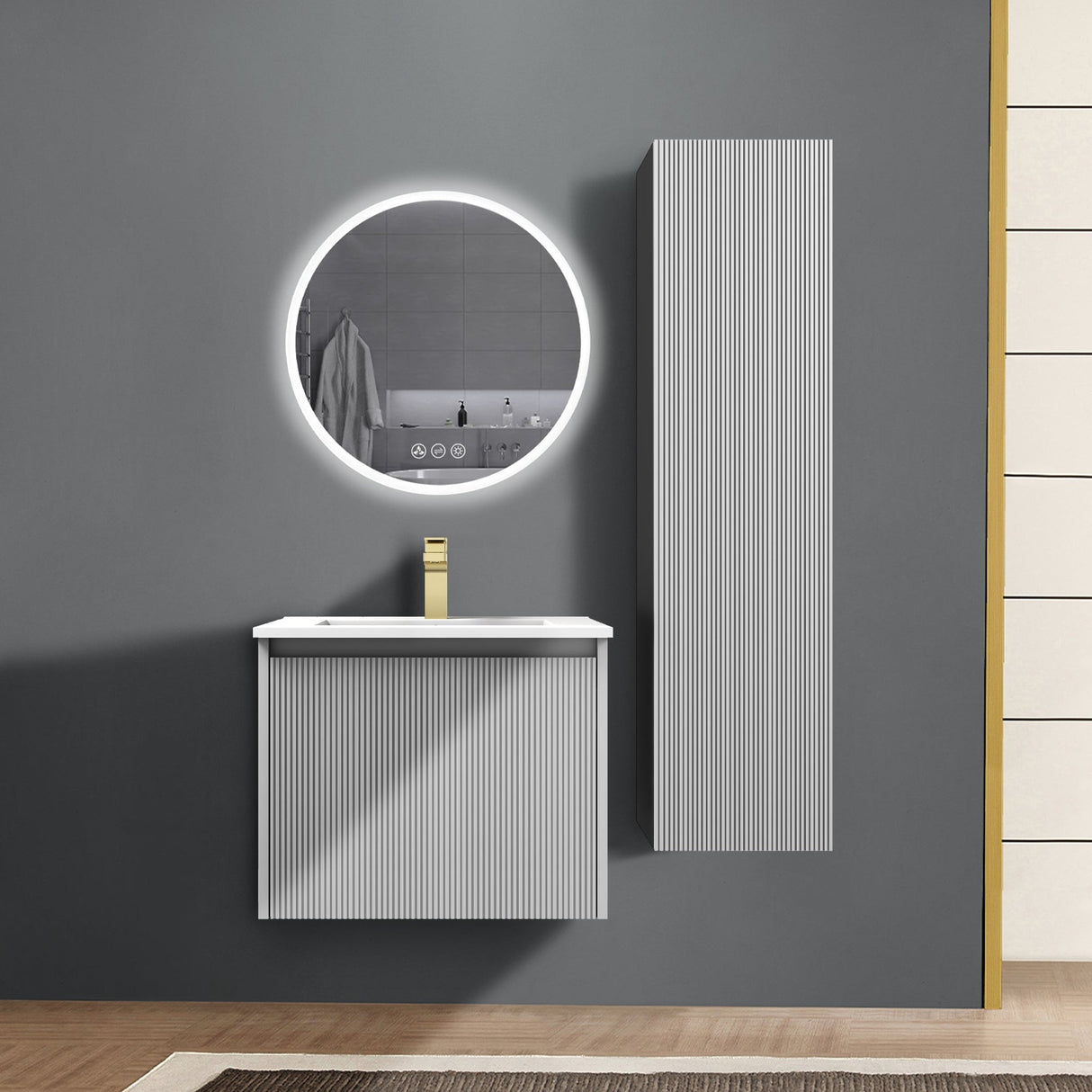 Blossom Positano 24" 1-Drawer Light Gray Wall-Mounted Single Vanity Base