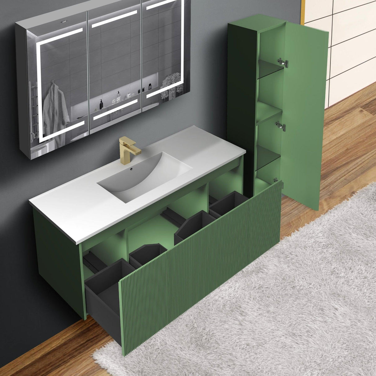 Blossom Positano 48" 1-Drawer Aventurine Green Wall-Mounted Single Vanity Base