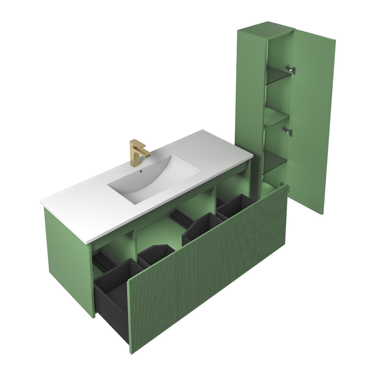 Blossom Positano 48" 1-Drawer Aventurine Green Wall-Mounted Single Vanity Base