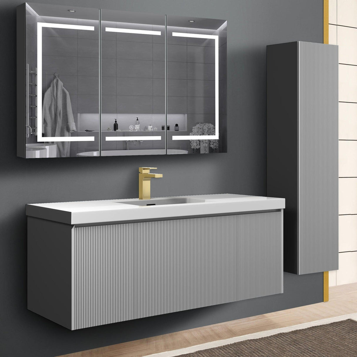 Blossom Positano 48" 1-Drawer Light Gray Wall-Mounted Single Vanity Base