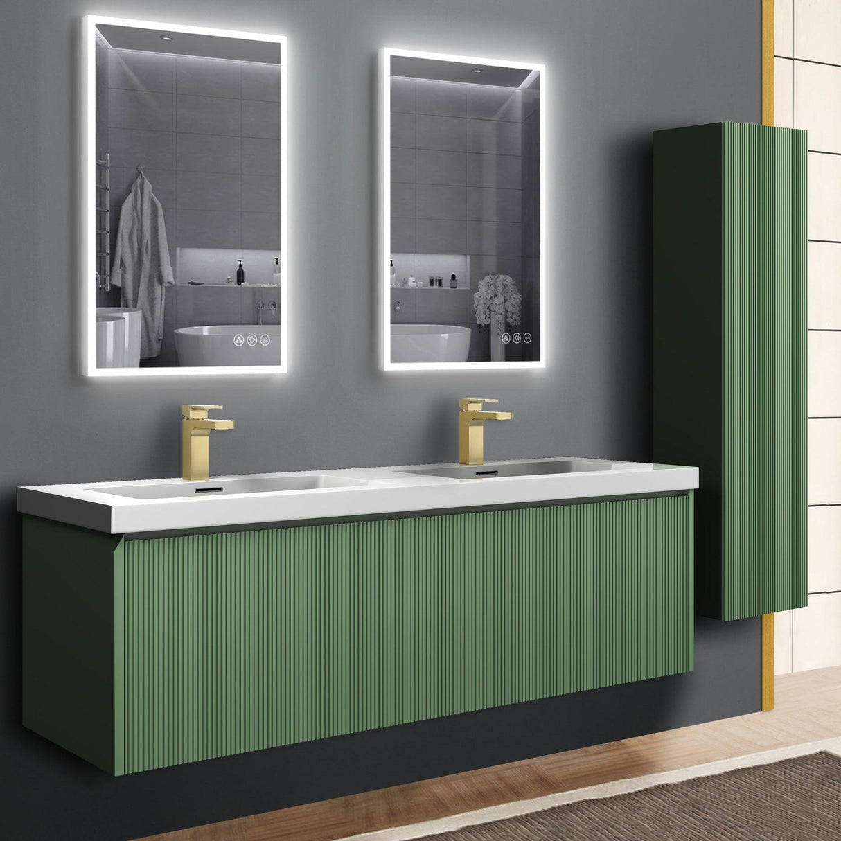 Blossom Positano 60" 1-Drawer Aventurine Green Wall-Mounted Double Vanity Base