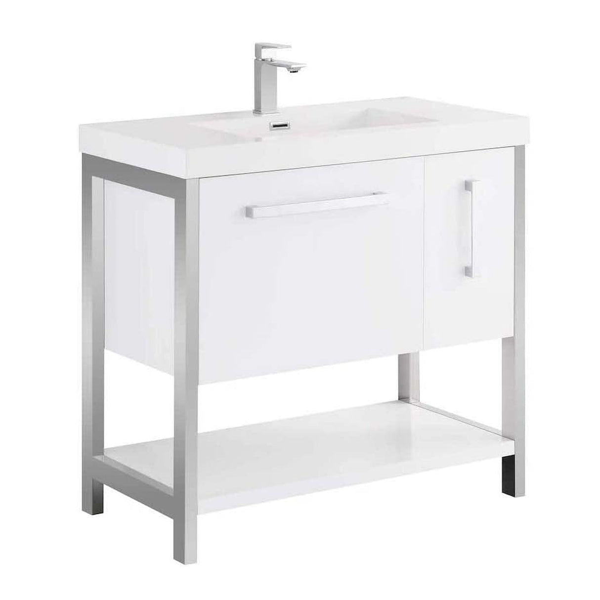 Blossom Riga 36" 2-Drawer Glossy White Freestanding Vanity Set With Acrylic Drop-In Single Sink