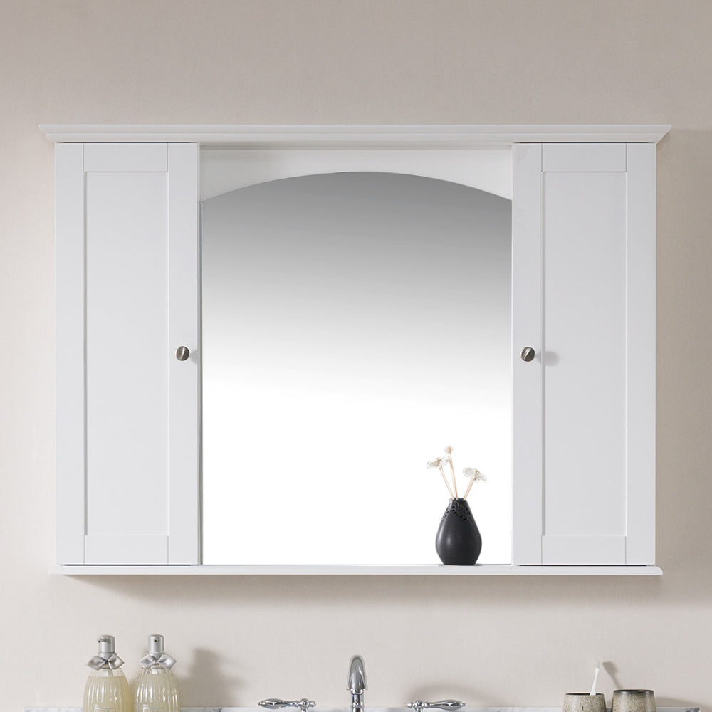 Blossom Rome 48" Matte White Wall-Mounted Rectangle Mirror Medicine Cabinet