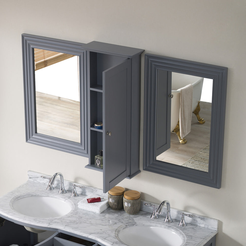 Blossom Rome 60" Charcoal Grey Wall-Mounted Rectangle Mirror Medicine Cabinet