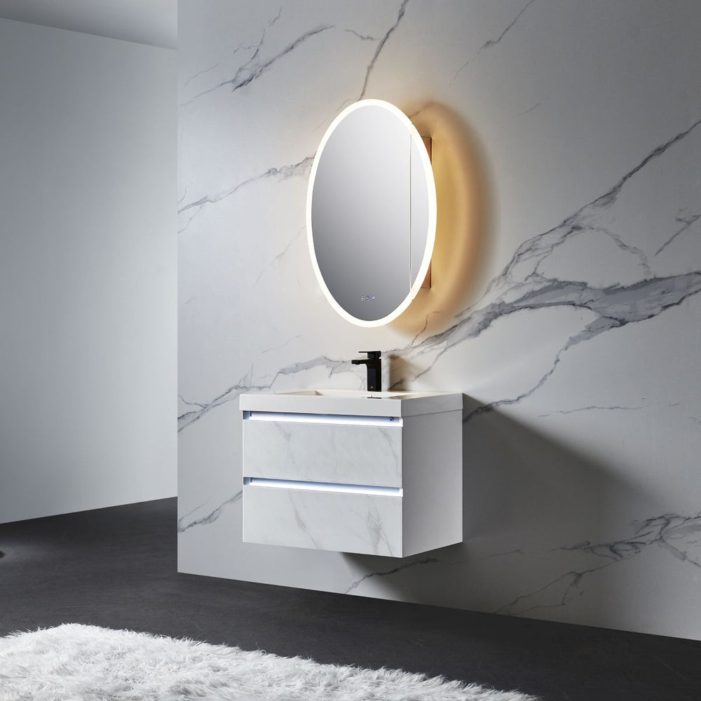 Blossom Spica 24" x 36" Oval Inside LED Light on Door Medicine Cabinet Right