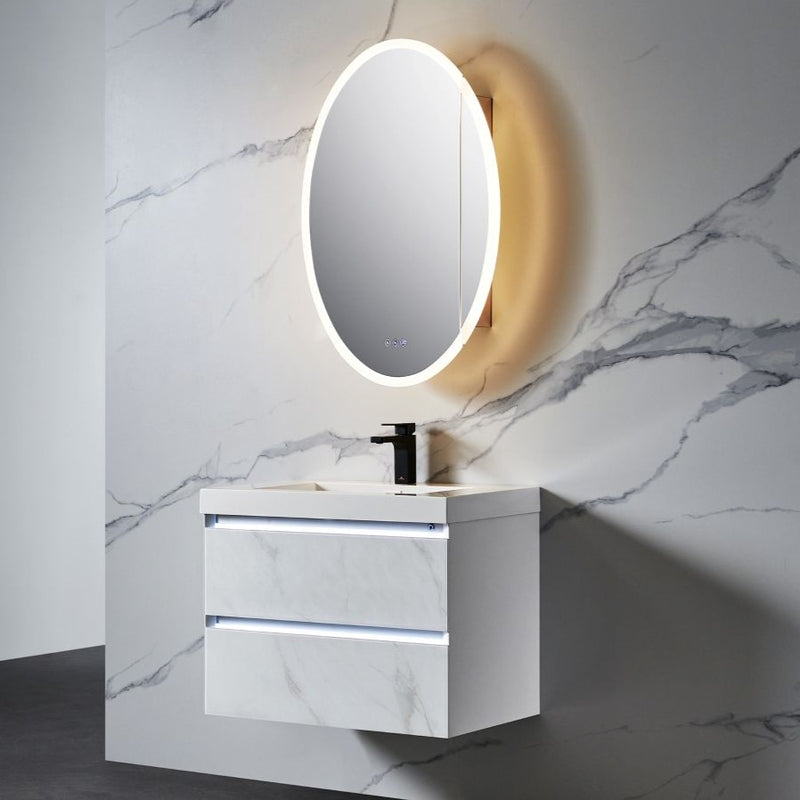 Blossom Spica 24" x 36" Oval Inside LED Light on Door Medicine Cabinet Right