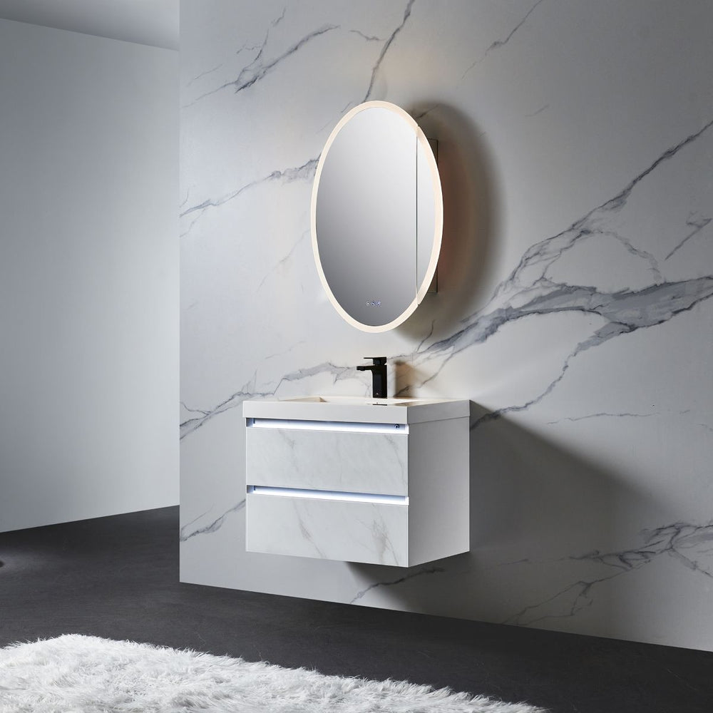 Blossom Spica 24" x 36" Oval Inside LED Light on Door Medicine Cabinet Right