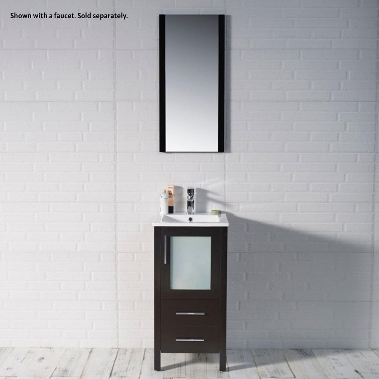 Blossom Sydney 16" Espresso Freestanding Vanity Set With Integrated Single Sink Ceramic Top and Mirror