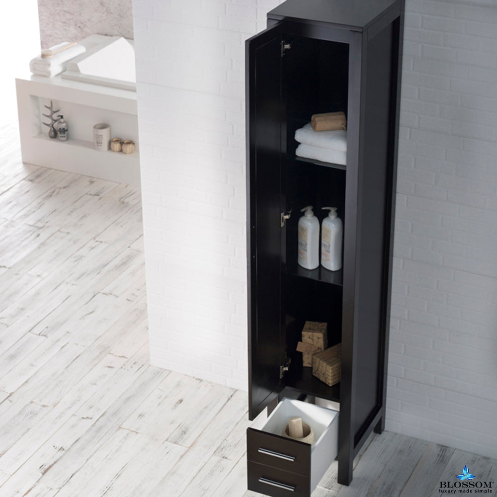 Blossom Sydney 16" x 82" Espresso Mirror Linen Cabinet (Left Side)