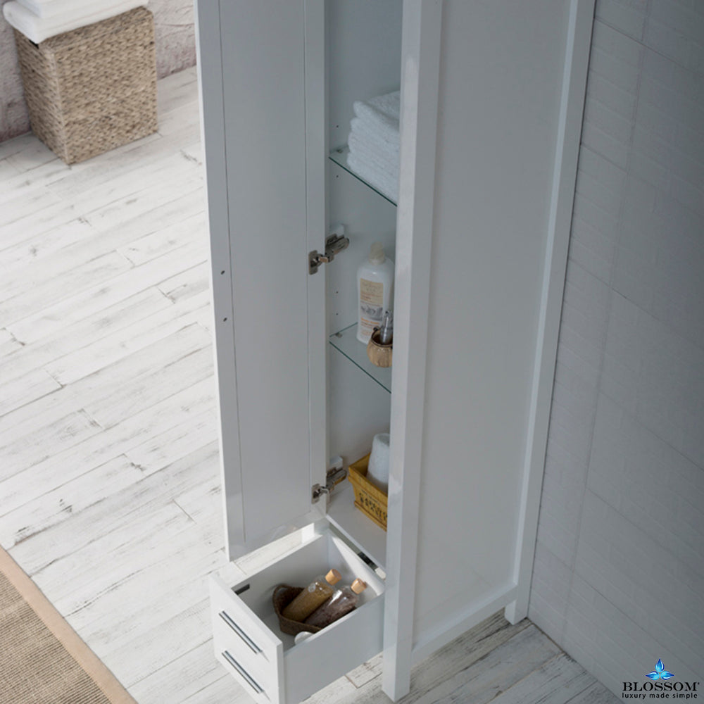 Blossom Sydney 16" x 82" Glossy White Mirror Linen Cabinet (Left Side)