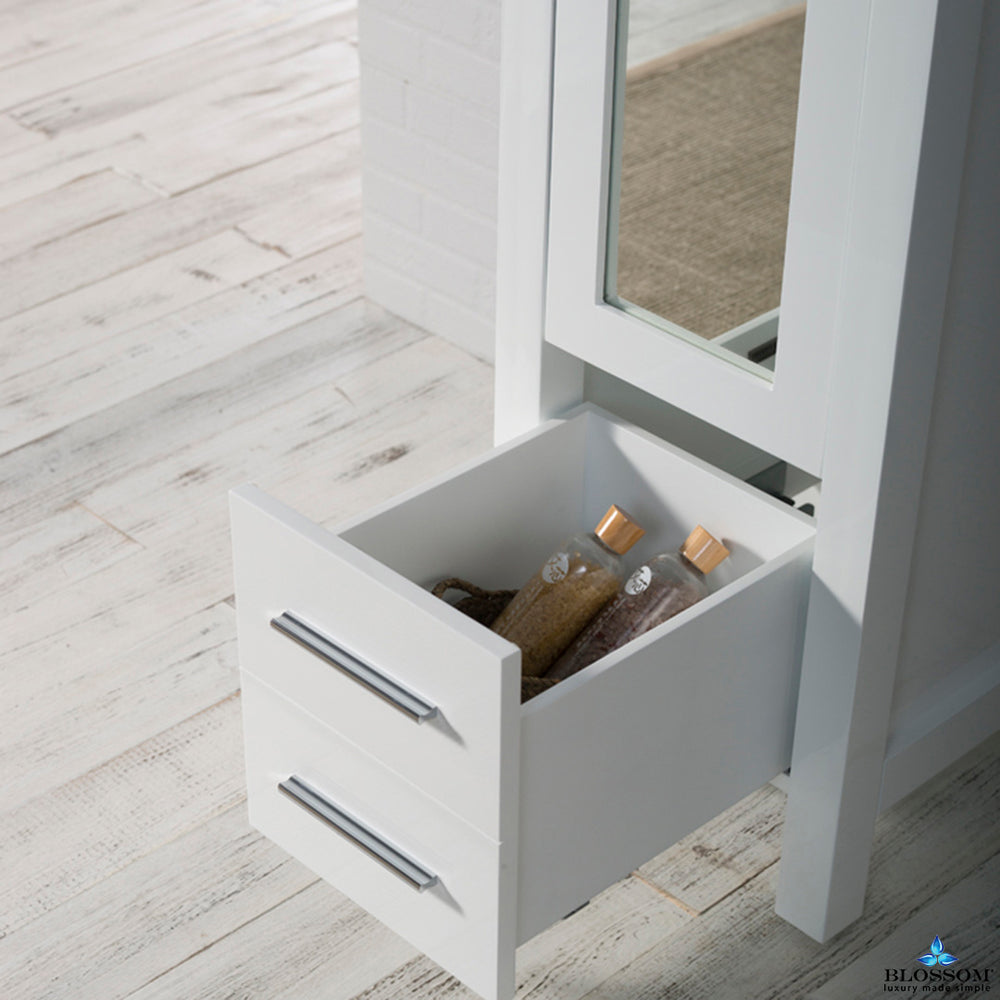 Blossom Sydney 16" x 82" Glossy White Mirror Linen Cabinet (Left Side)