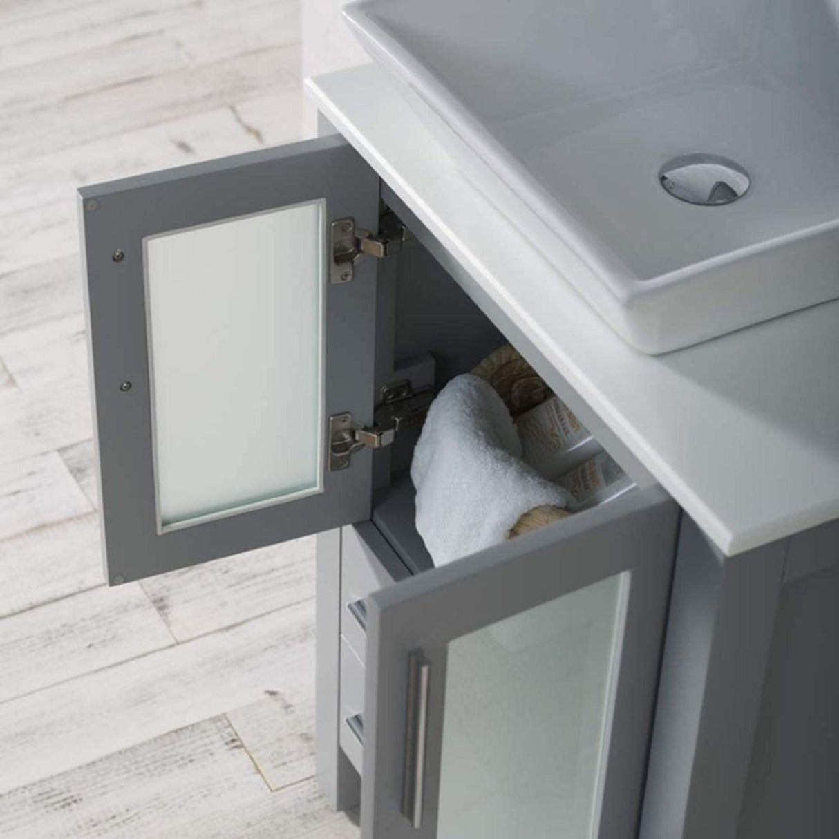 Blossom Sydney 24" Metal Gray Freestanding Vanity Set With Ceramic Vessel Single Sink