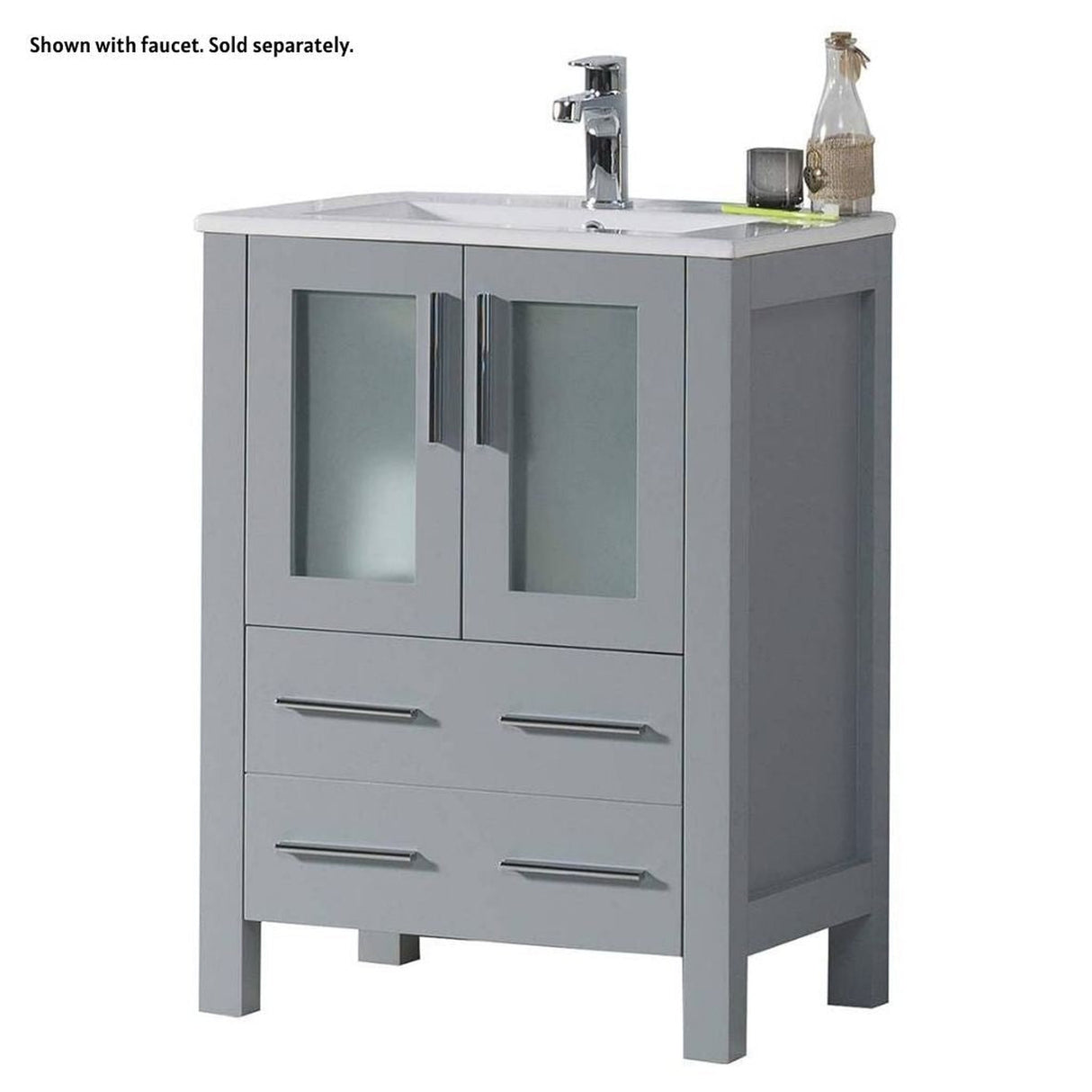 Blossom Sydney 24" Metal Gray Freestanding Vanity Set With Integrated Single Sink Ceramic Top