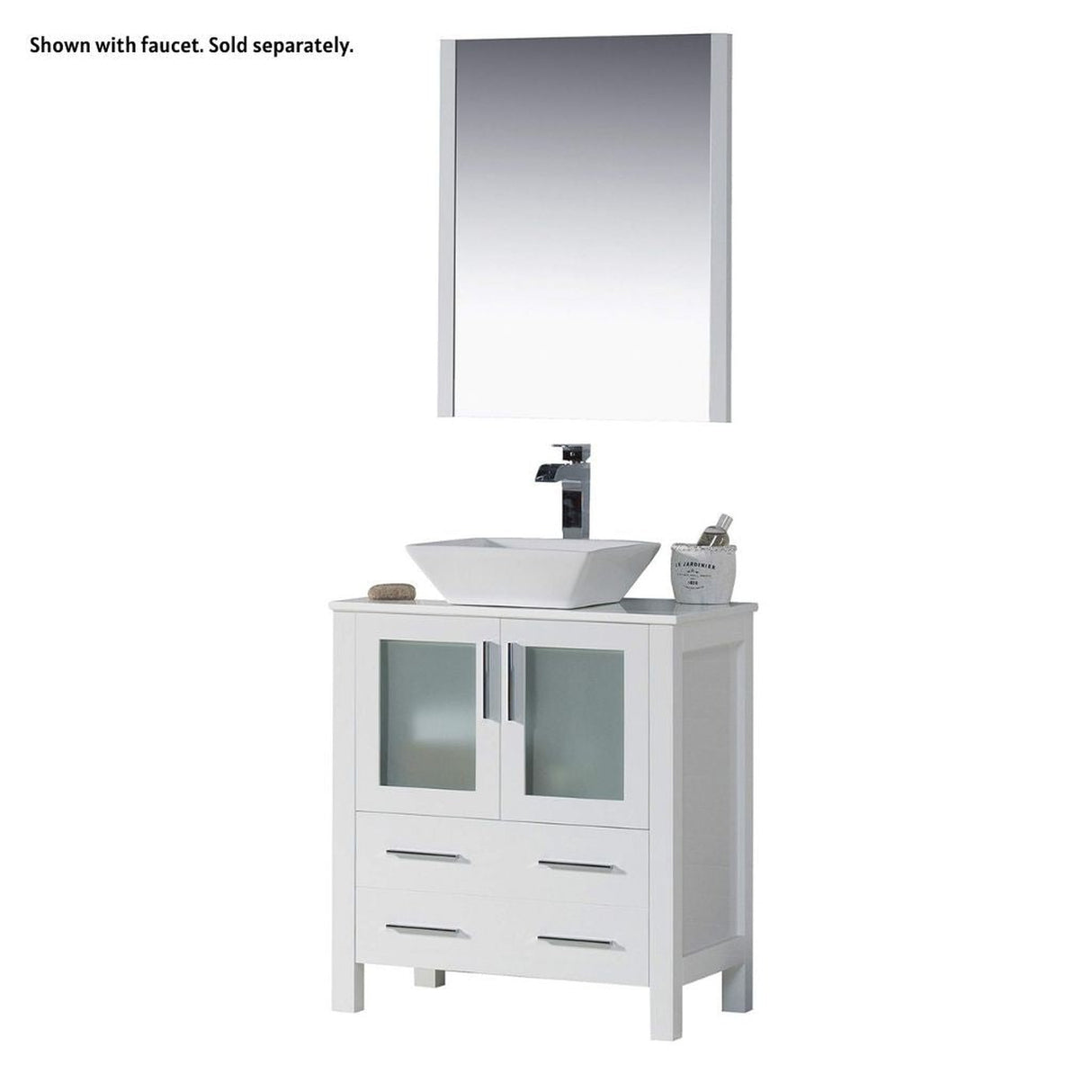 Blossom Sydney 30" White Freestanding Vanity Set With Ceramic Vessel Single Sink and Mirror