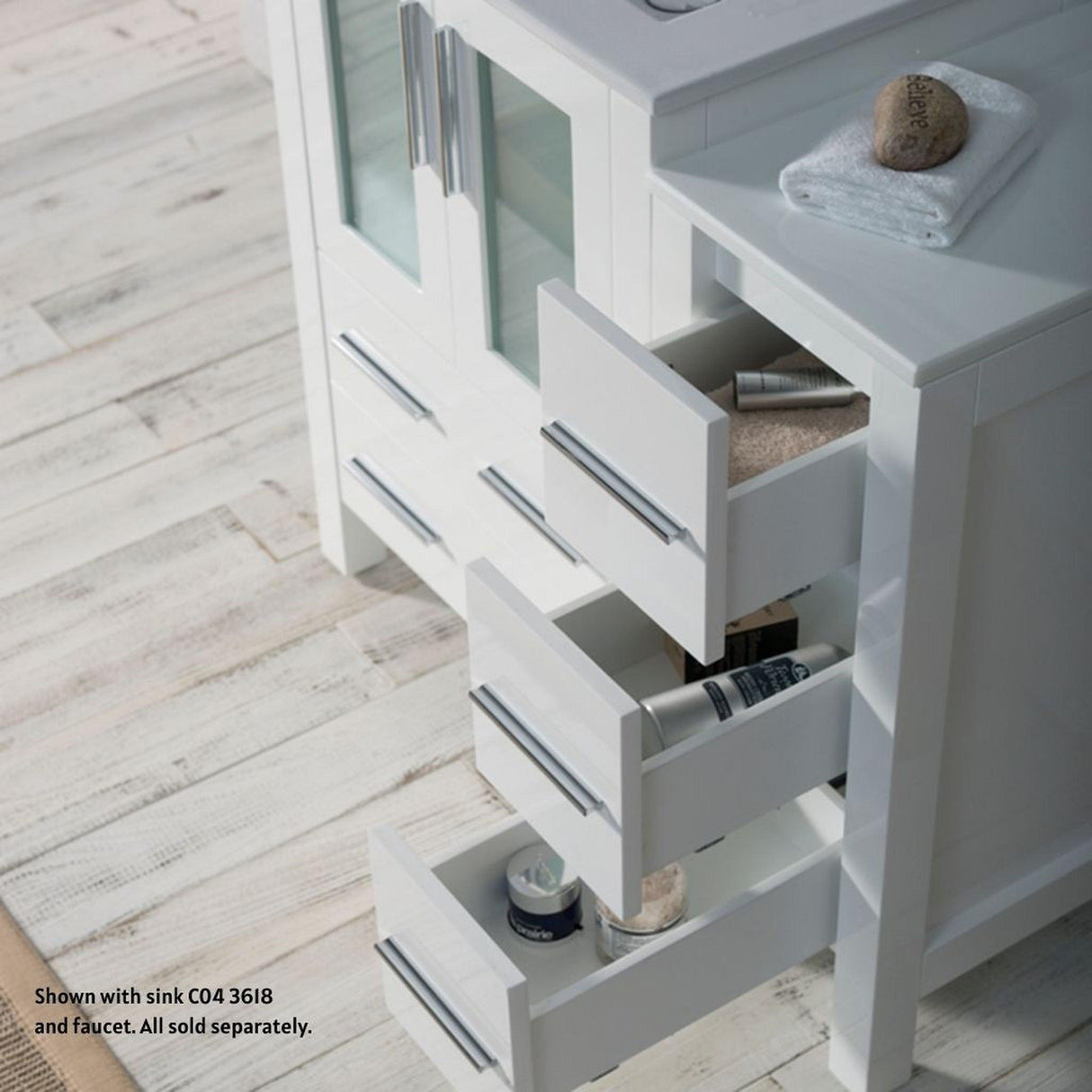 Blossom Sydney 36" White Freestanding Vanity Base With Side Cabinet