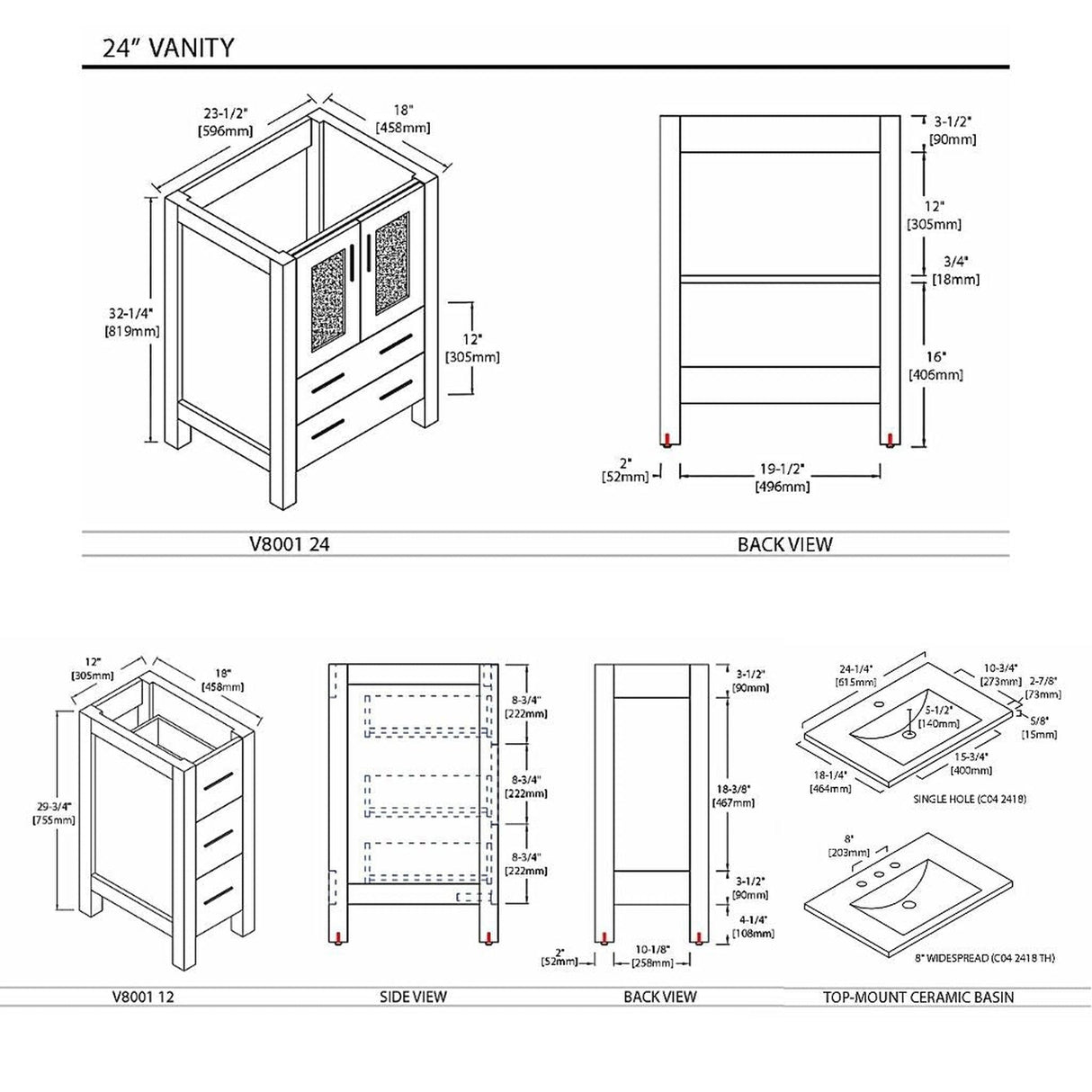 Blossom Sydney 48" White Freestanding Vanity Base With Side Cabinet