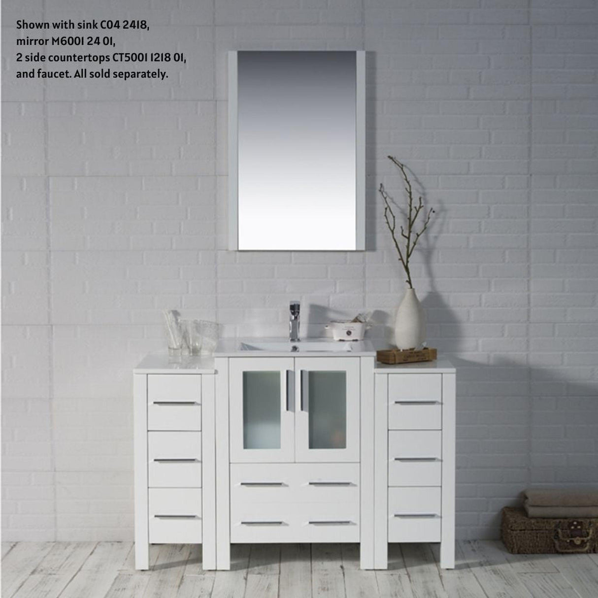 Blossom Sydney 48" White Freestanding Vanity Base With Side Cabinet