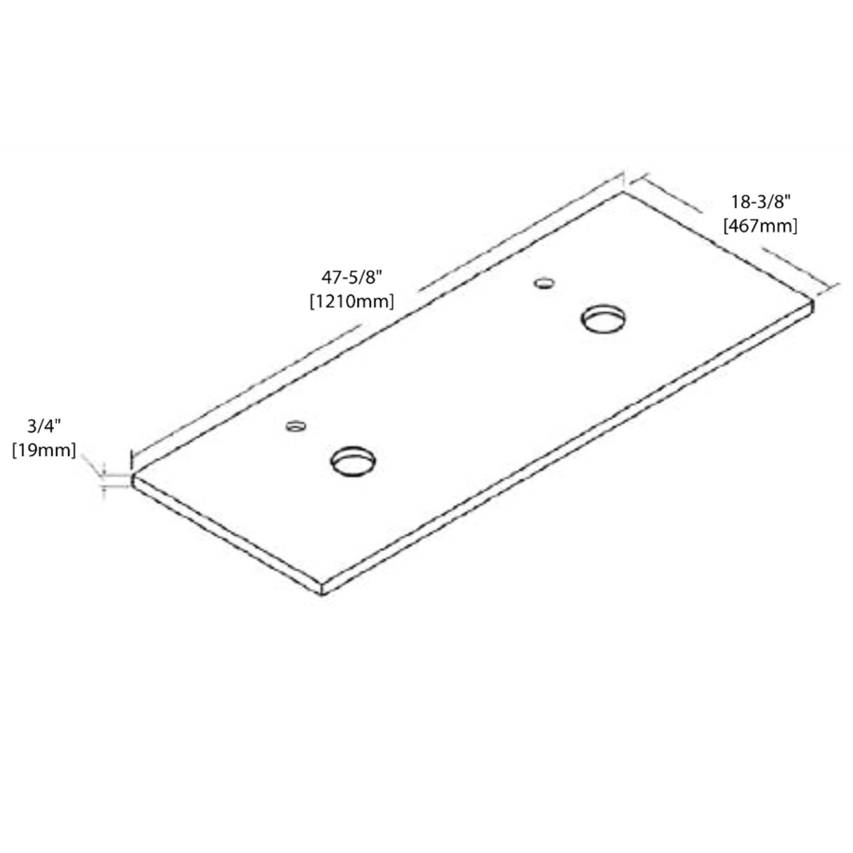 Blossom Sydney 48" x 18" Glossy White Ceramic Vanity Top