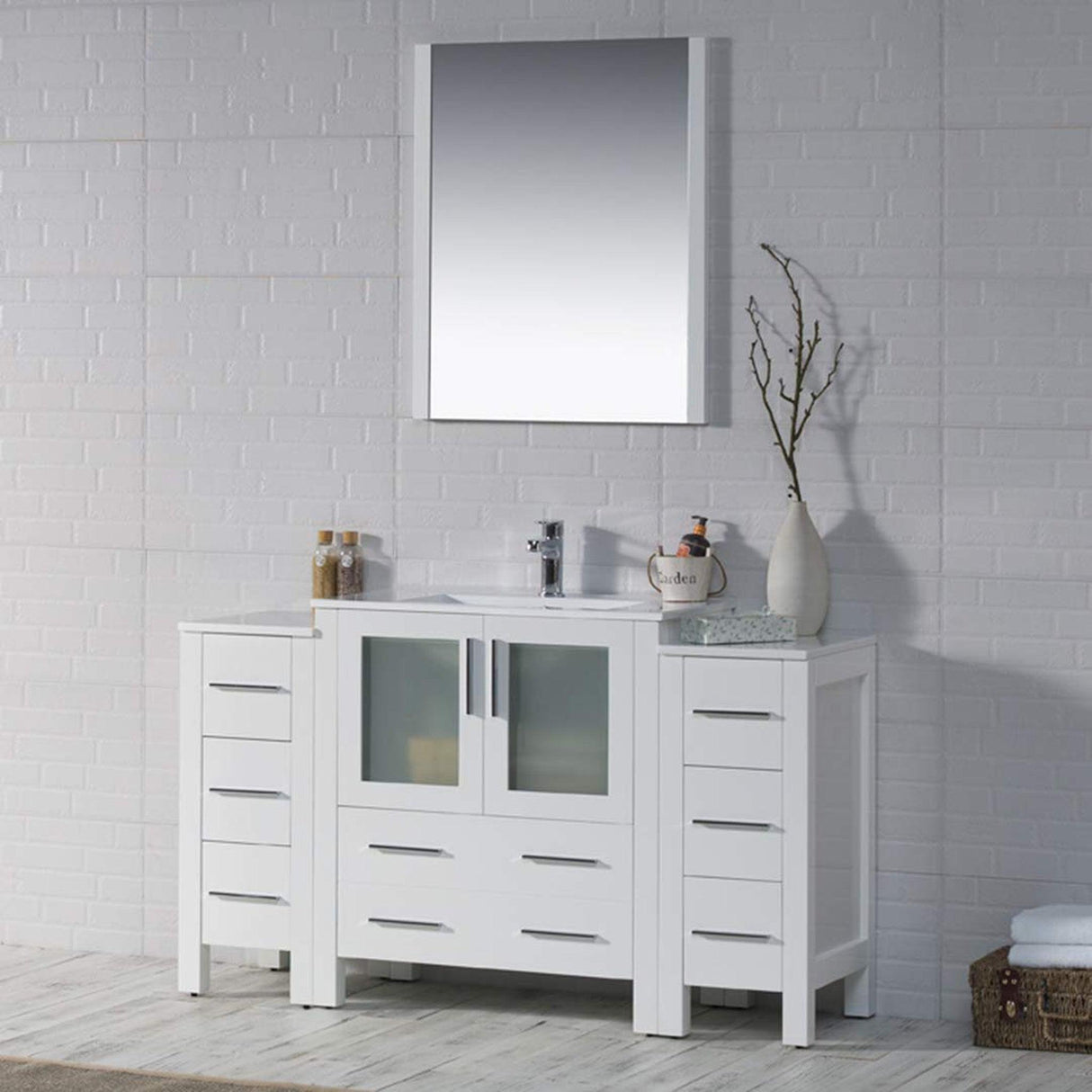 Blossom Sydney 54" White Freestanding Vanity Set With Integrated Single Sink Ceramic Top