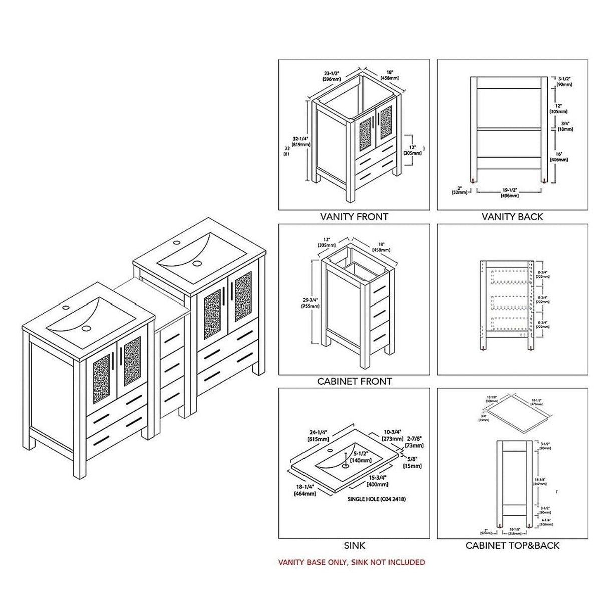 Blossom Sydney 60" Espresso Freestanding Vanity Base