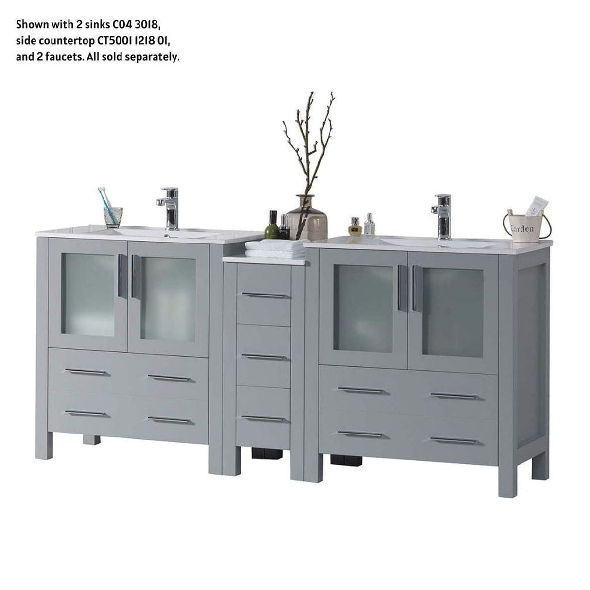 Blossom Sydney 72" Metal Gray Freestanding Vanity Base