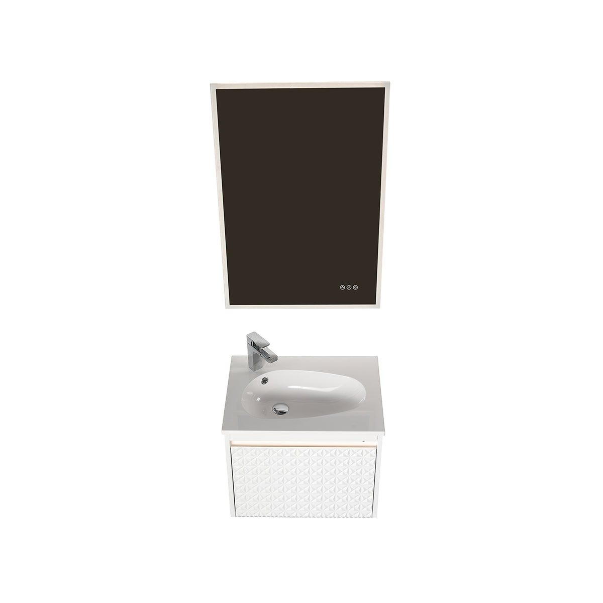 Blossom Thun 24" Glossy White Vanity With Droplet-Shaped Basin and LED Light
