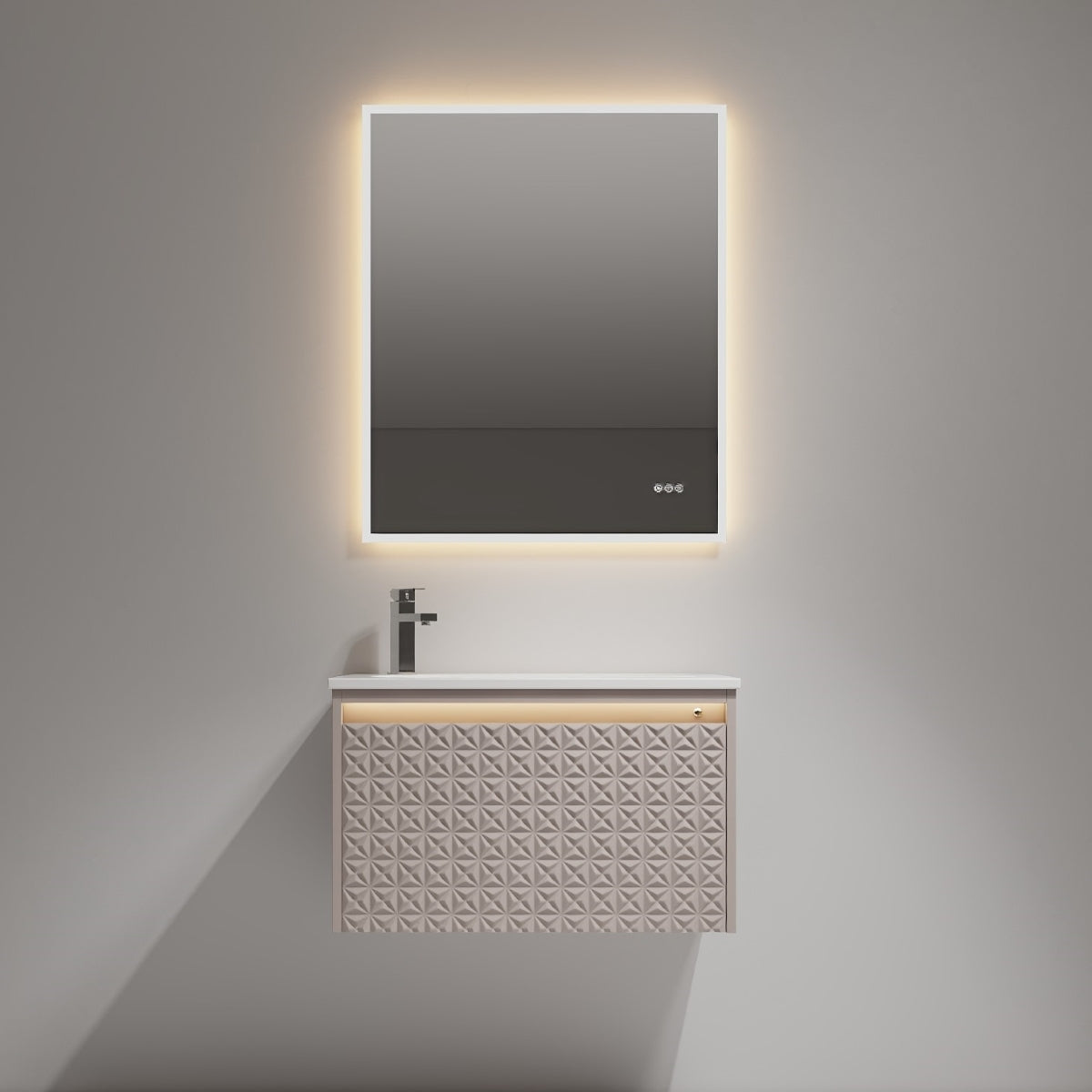 Blossom Thun 30" Khaki Vanity With Droplet-Shaped Basin and LED Light