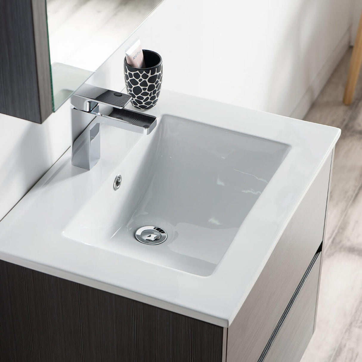 Blossom Valencia 24" 2-Drawer Silver Gray Wall-Mounted Vanity Set With Ceramic Top and Integrated Single Sink and Medicine Cabinet