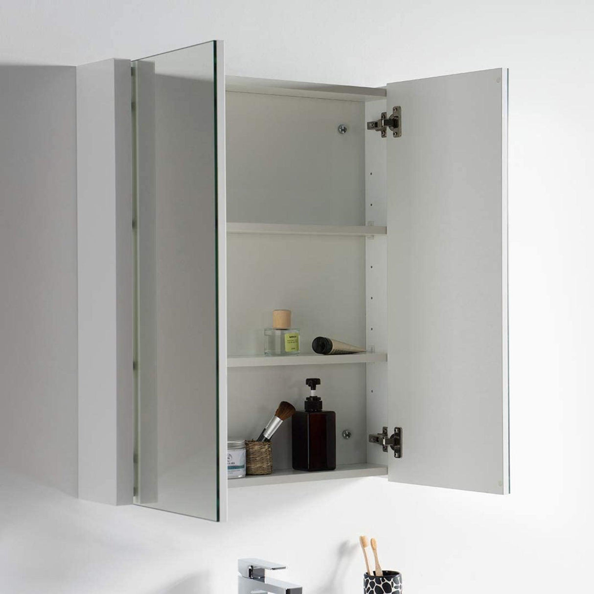 Blossom Valencia 30" 2-Drawer White Wall-Mounted Vanity Set With Ceramic Top and Integrated Single Sink and Medicine Cabinet