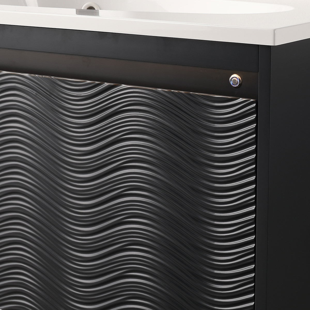 Blossom Voyage 36" Charcoal Vanity With Droplet-Shaped Basin and LED Light