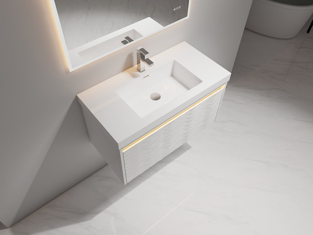 Blossom Voyage 36" Glossy White LED Illuminated Vanity Only