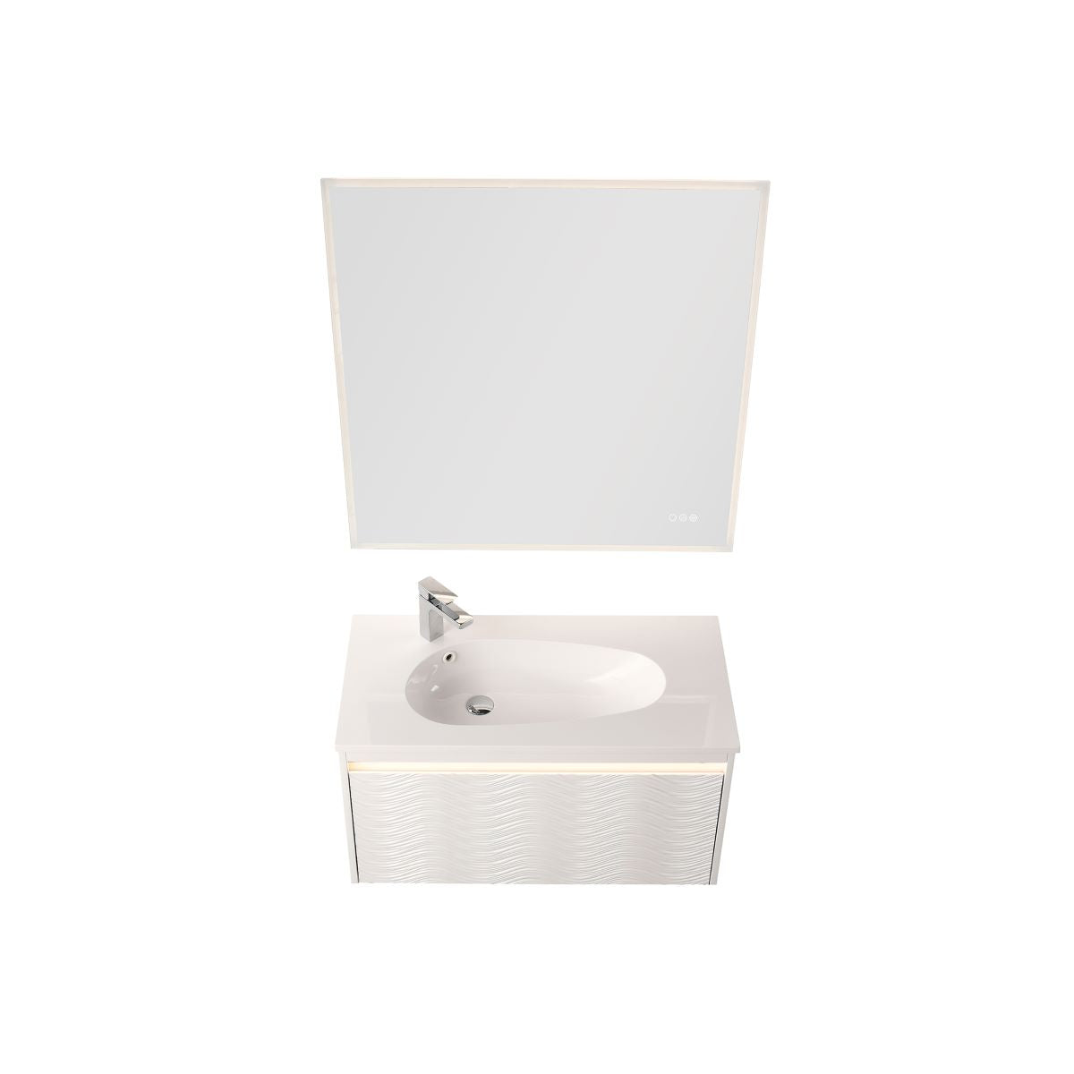 Blossom Voyage 36" Glossy White Vanity With Droplet-Shaped Basin and LED Light