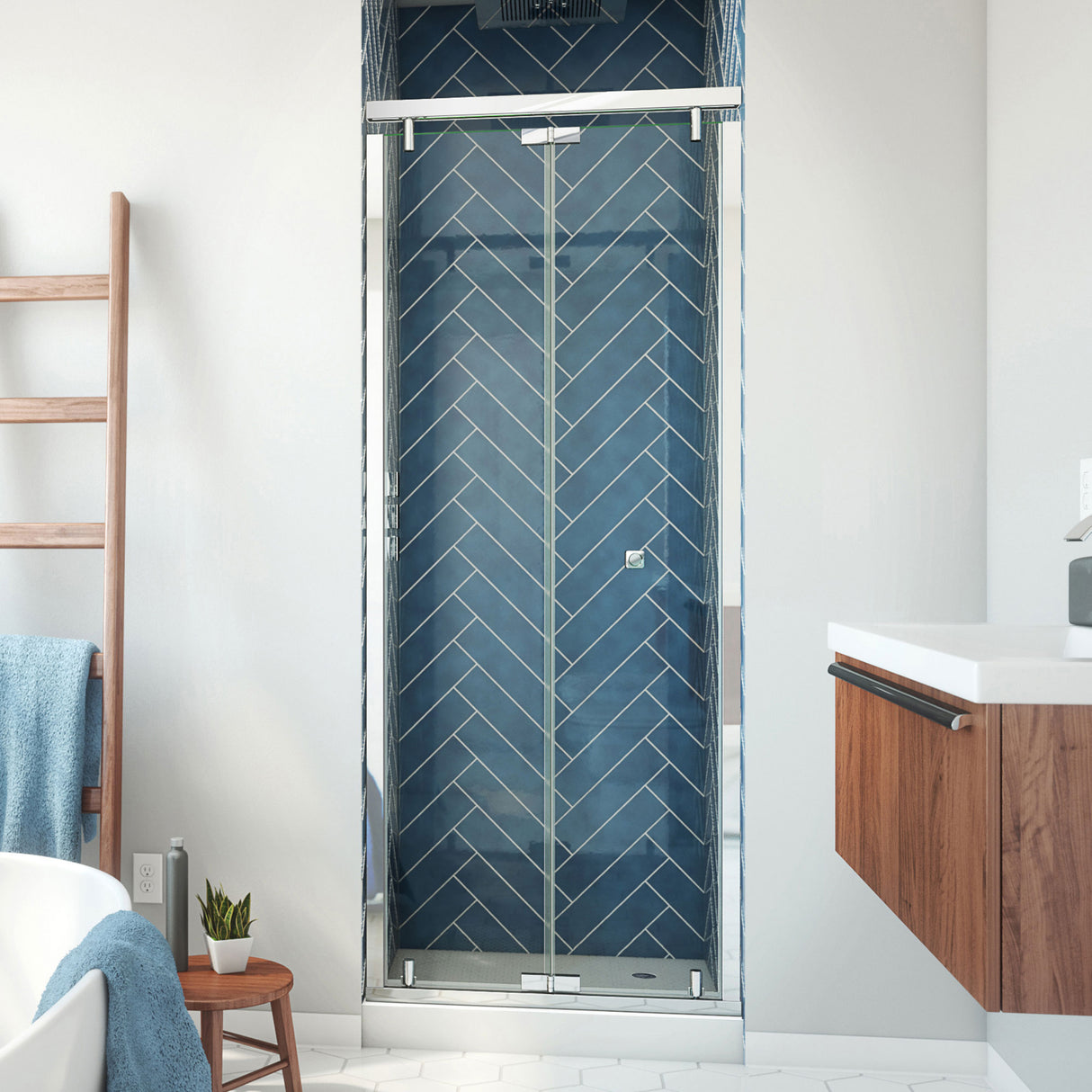 DreamLine Butterfly-S 30-31 1/2 in. W x 74 in. H Semi-Frameless Sliding Bi-Fold Shower Door in Chrome
