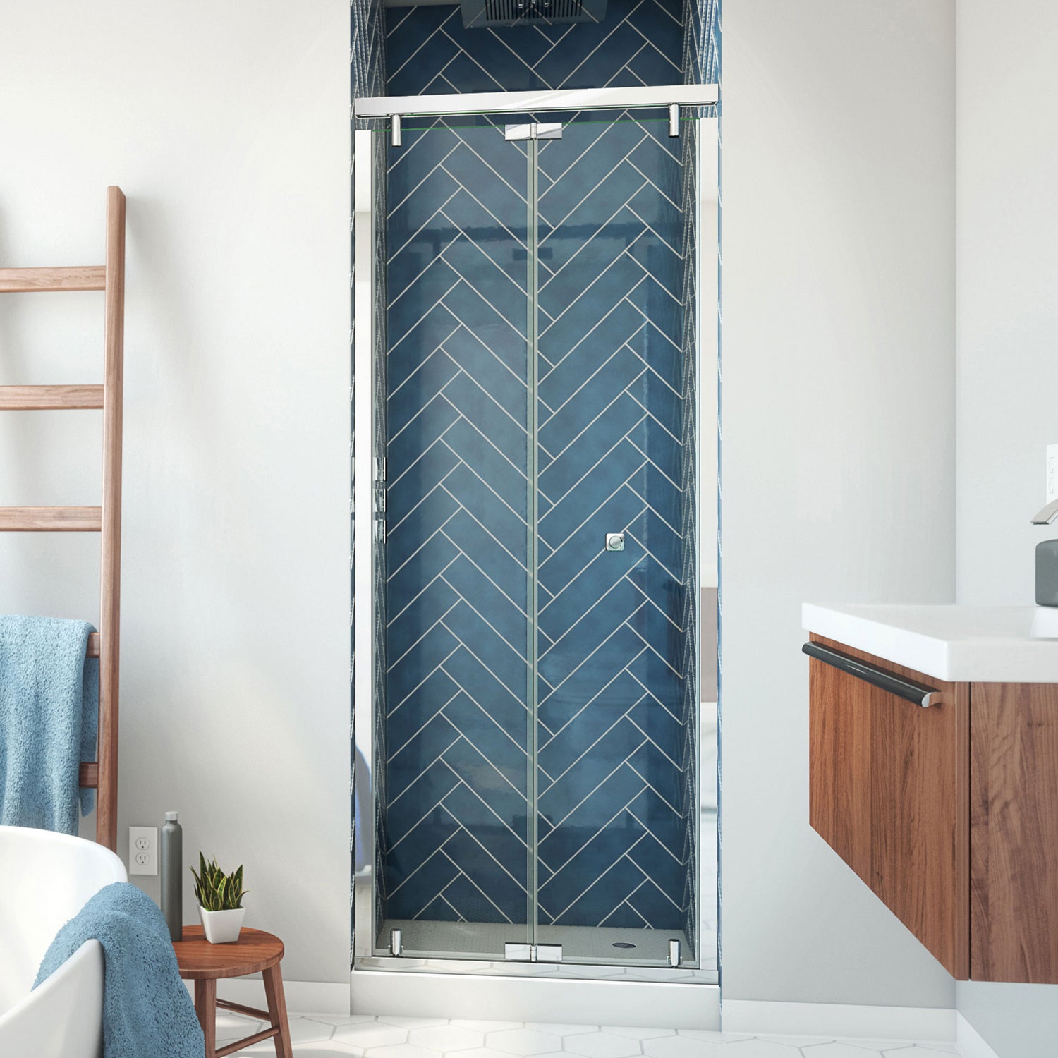 DreamLine Butterfly-S 30-31 1/2 in. W x 74 in. H Semi-Frameless Sliding Bi-Fold Shower Door in Chrome