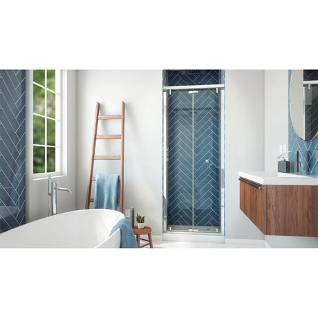 DreamLine Butterfly-S 30-31 1/2 in. W x 74 in. H Semi-Frameless Sliding Bi-Fold Shower Door in Chrome