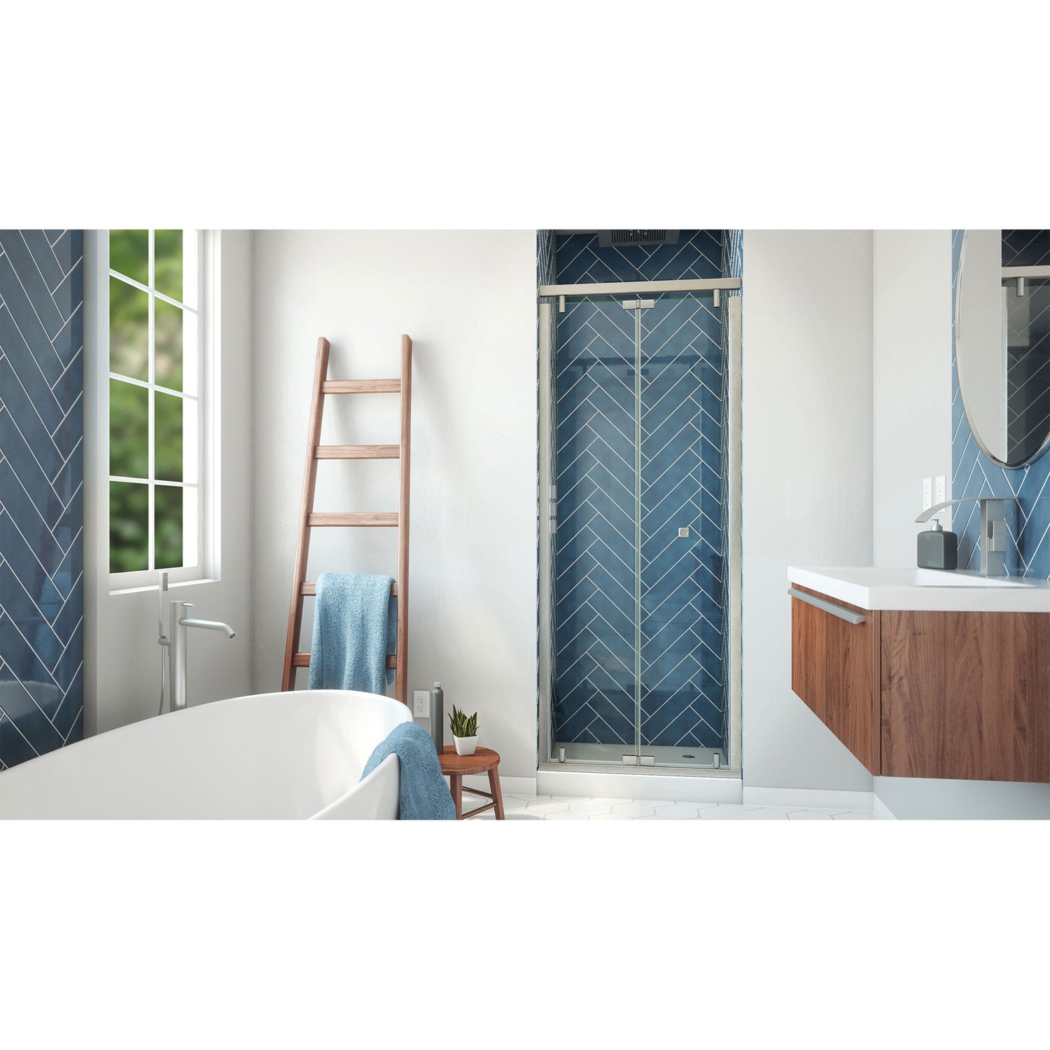 DreamLine Butterfly-S 30-31 1/2 in. W x 74 in. H Semi-Frameless Sliding Bi-Fold Shower Door in Brushed Nickel