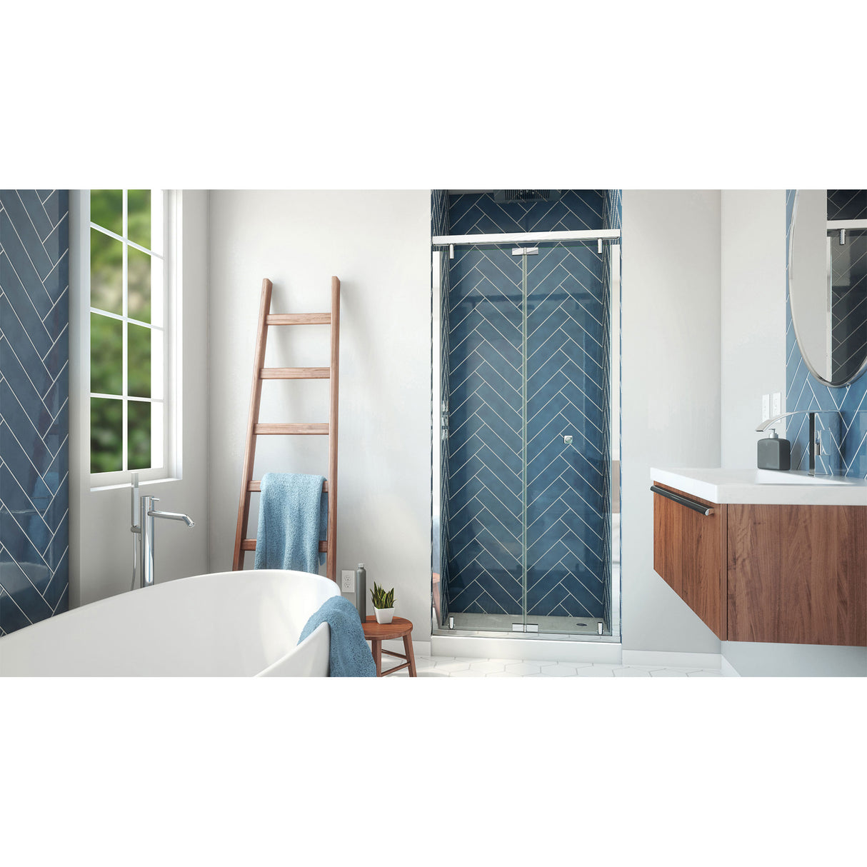 DreamLine Butterfly-S 34-35 1/2 in. W x 74 in. H Semi-Frameless Sliding Bi-Fold Shower Door in Chrome