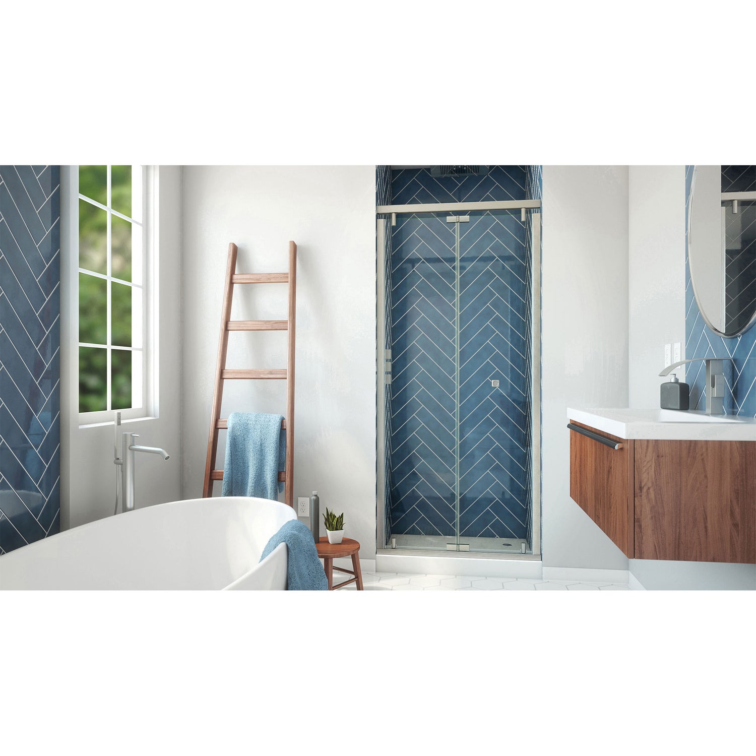 DreamLine Butterfly-S 34-35 1/2 in. W x 74 in. H Semi-Frameless Sliding Bi-Fold Shower Door in Brushed Nickel