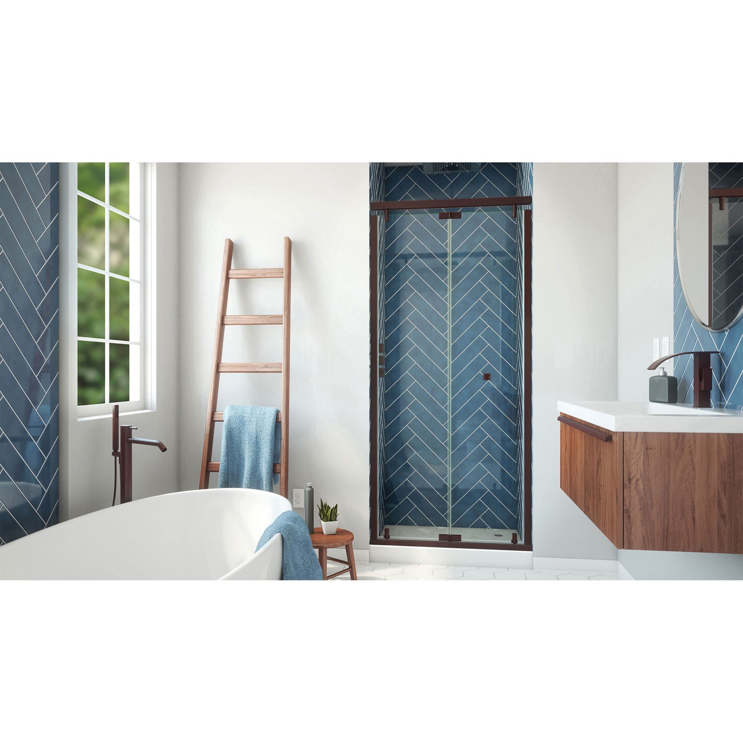 DreamLine Butterfly-S 34-35 1/2 in. W x 74 in. H Semi-Frameless Sliding Bi-Fold Shower Door in Oil Rubbed Bronze